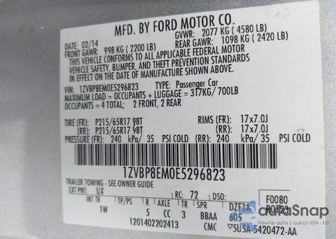 2014 Ford Mustang V6 from USA, damaged, VIN 1ZVBP8EM0E5296823